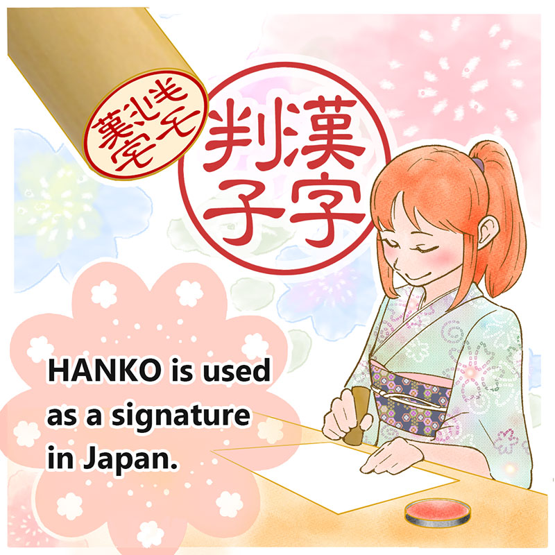 Custom Japanese Hanko Chop Round Square - Black Japanese Name